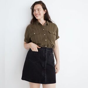 NEW Madewell Denim High-Waist Button-Front Mini Skirt in Gilmore Wash Size 32